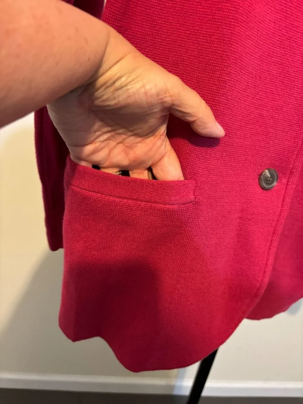 J. Crew Dark Pink Cotton Knit Sweater Blazer